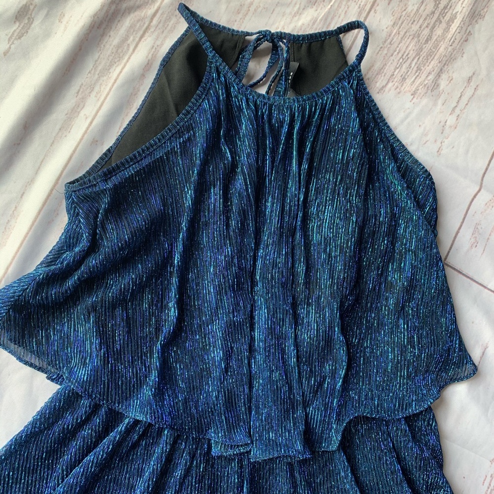 Endless Rose sleeveless metallic mini dress blue size small NWT